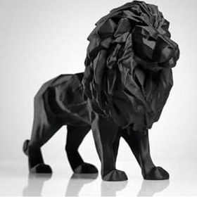 Resim hivhestın Geometrik Aslan Sanat Heykeli - Modern Ev Dekorasyonuna Şık Bir Dokunuş (15x12 cm) Siyah 