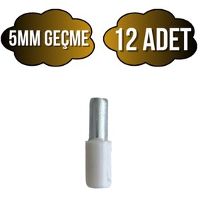 Resim DSYapıAksesuar Metal Beyaz 5mm Geçme Raf Pimi Dolap Raf Altı Pimi(5MM)(METAL)(BEYAZ)(12 ADET) 
