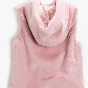 Resim Kız Bebek Kapüşonlu Peluş Yelek Kolsuz Fermuarlı 