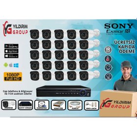 Resim 25'Li 5Mp Sony Lensli+H265 Kayıt Cihazı Full Paket 