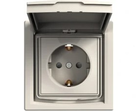 Resim Schneider Electric Sch Asfora Krem Kapaklı Topraklı Prız IP44 