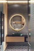 Resim KaraçamDekor Günışığı Led Işıklı Yuvarlak 70 cm Banyo Ve Konsol Aynası 