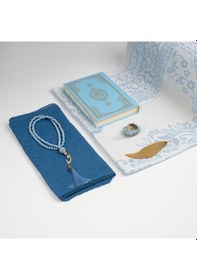 Resim Kuran + Seccade + Tesbih + Zikirmatik + Ayraç Hediye Seti Çanta Boy, Mavi 