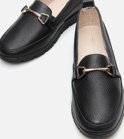 Resim HOTİÇ Hakiki Deri Siyah Kadın Loafer 