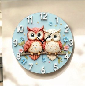 Resim Baykuş Çocuk Hayvan Renkli Baskı Desenli Sayılı Hediyelik Ahşap Sessiz Tablo Duvar Saati 26 Renkli 