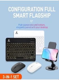 Resim Teknosepetim Klavye Mouse Ve Tablet Telefon Tutucu 3 In 1 Set Bluetooth Klavye Mouse Set Sessiz Klavye 