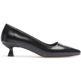 Resim Trendella Kadın Siyah Kırışık Rugan Kısa Topuklu Stiletto Ayakkabı Tr20ms03c 