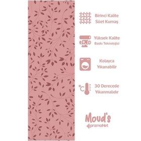 Resim Bordo Ağaç Dalları Desenli Baskılı Süet Runner Masa Örtüsü 