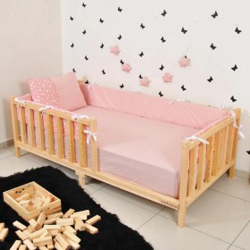 Resim MiniWood Montessori Yatak Çocuk Doğal Çam 90X190 Karyola Nil 
