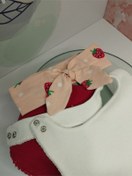 Resim Papyonbebek0 3'lü Set Mama Önlüğü & Çilek Motifli Saç Bandı - Çok Renkli - Organik & El Yapımı - E2003000000342 