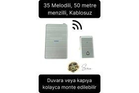 Resim Svein Lüks Kablosuz Uzaktan Kumandalı Yüksek Sesli Uzun Mesafe Menzil Kapı Zili Ev Ofis Dükkan 50 Metre 