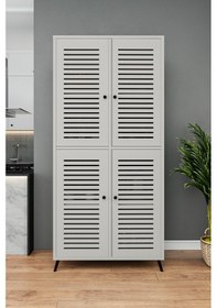 Resim Enwood Deneb Mdf Kum Taşı Rengi 4 Kapaklı Panjur Kapak Ahşap Aya 