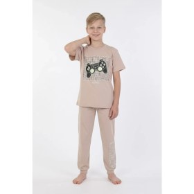 Resim Isobel Gamer Baskılı % 100 Pamuk Erkek Çocuk Pijama Takımı 
