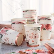 Resim 10/24 adet, 9oz Gelin Çiçeği Kağıt Bardaklar, Duş Bardağı Parti Bardağı, Çiçekli Gelin Duşu Tek Kullanımlık Kağıt Bardak, Gül Altın Gelin Duşu Süslemesi Gelin Partisi ve Tek Kişilik Parti için Uygun 