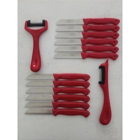 Resim Kırmızı 12'li Meyve-Sebze Doğrama ve Soyacak Seti, Pratik Kullanım Sağlar 