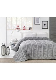 Resim Betires Home Ca19001 Örgü Battaniye Gri - Çift Kişilik 