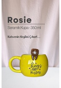 Resim Ayı Ve Tavşan Figürlü Seramik Kupa 350 Ml Beyaz 