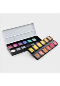 Resim Finetec Metalik Yaldız Tablet Sulu Boya Seti 24 Renk F2400 