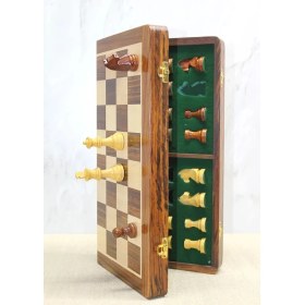 Resim MCM Group Mıknatıs Taşlı Ahşap Katlanabilir Kutulu Satranç Oyunu 40 cm G225 - Lisinya 