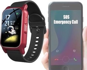 Resim Yaşlılar için Düşme Uyarısı Cihazları, HD Görüntülü Görüşmeli Yaşlılar için Düşme Algılama Akıllı Saat, IP67 Su Geçirmez ve HD Sesli Arama, Yaşlı Anneler için Hediyeler, 25,8 * 2 CM, Kırmızı 