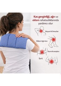 Resim Strauss Home Kiraz Çekirdeği Yastığı Mikrodalga, Boyun Ve Omuz Kiraz Çekirdeği Yastığı, Pamuk Kumaş 50x20cm Deniz Mavisi 