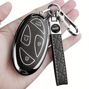 Resim HYUNDAI Ioniq 6 Anahtar Kılıfı - Yumuşak TPU 360° Koruyucu Kapak ve Deri Anahtarlık & Metal Halka, 5/7 Tuşlu Tasarım, HYUNDAI Ioniq 6 Grandeur GN7 KONA 2023-2024 Modeller İçin 