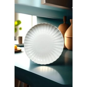 Resim Porselen Luz Form Pasta Takımı 6 Parça 21CM Beyaz BNLZF21DUS600 