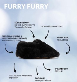 Resim HOPFRÖG Furry Furry Siyah Kürk Barefoot Patik (HEDİYE SETİ) 