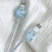 Resim 3D Yıldız 2'li Kablo Koruyucu Seti iPhone 15/14/13/12 Uyumlu 