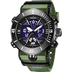 Resim Hanyang Armygreen Yeni Smael Çift Ekran Izle Askeri Kalite Erkek Spor Saatler Dijital Alarmlı Saat 8051 Askeri Saat Şok LED Izle Su Geçirmez (Yurt Dışından) 
