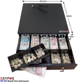 Resim 5 Geniş Banknot Gözlü Anahtardan Ve Yazarkasa Postan Açılır Büyük Para Çekmecesi 40,5x42x11cm 