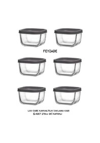 Resim Feyzade Cube Kahvaltılık Saklama Kabı Seti 6 Adet 270cc Gri Kapaklı Cub-225 Karışık 