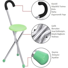 Resim Nidage Tek Kişilik Witra Marka Ithal Alüminyum Oturaklı Baston Sandalye Gri Tekli 