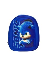 Resim Kreş & Anaokulu Çocuk Sırt Çantası Kirpi Sonic Karakter 3-6 Yaş 5d Kabartmalı Kumaş Okul Çantası 30cm 