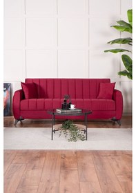 Resim Kilim Mobilya Linda Üç Kişilik Kanepe Yüksek Ayaklı Bordo Bordo 