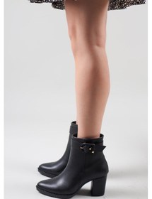 Resim Magdolna Kemerli Kadın Topuklu Bot Siyah-7407-Siyah 