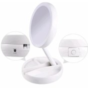 Resim Katlanabilir USB Şarj Veya Pil LED Ayna Makyaj Beyaz Makyaj Kozmetik Ayna Işık ile 10X Büyüteç Masa Aynaları | Banyo Aynaları 