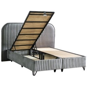 Resim Line Visco Lüks Baza Ve Başlık Seti 120x200 Cm Tek Kişilik Baza Ve Başlık Takımı Koyu Gri Babyface 