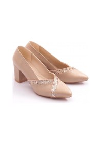 Resim Dgn K642 Kadin Taş Şeritli Topuklu Ayakkabi K642-1217-R14466 Ten Nova 