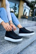 Resim Pabucmarketi Bağcıklı Kadın Sneaker Bot Siyah 