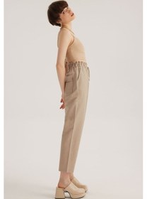 Resim Stella Pulvis Bej Keten Karışımlı Yüksek Bel Paperbag Pantolon Bej 