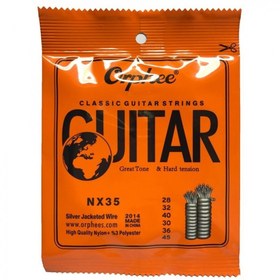 Resim Orphee NX35 Klasik Gitar Teli Seti (Orta Seviye - Full Set) | Gümüş Kaplama (Silver Plated) Baslar, Şeffaf Naylon Tizler, Korozyona Dayanıklı Kaplama | Uyum: 4/4 Standart Klasik Gitarlar 