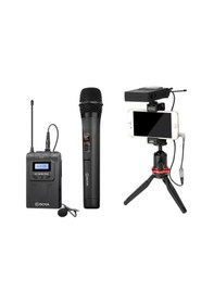 Resim Boya BY-WM8 Pro-K4 Çift Kanallı Kablosuz Yaka ve El Mikrofon Seti 
