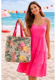 Resim Ky Atelier Çiçek Desenli Renkli Kapitone Plaj Çanta- El Yapımı Clutch- Abiye & Günlük Kullanım- Şık Kadın Çanta Çok renkli 