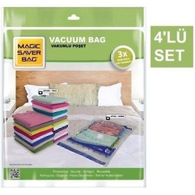 Resim Magic Saver Bag Vakumlu Hurç 80x100 Cm. 4 Lü - Vakumlu Poşet Hurç Şefaf 