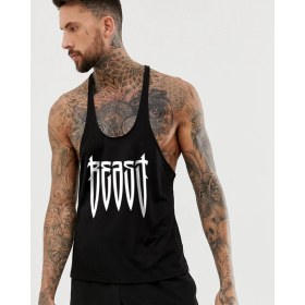 Resim Beast Gym Fitness Tank Top Sporcu Atleti Siyah 