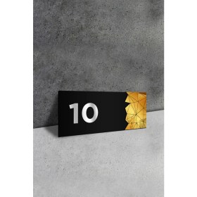 Resim Ahwall Dekoratif Aynalı Kapı Numarası Pleksi No: 10, Gold 