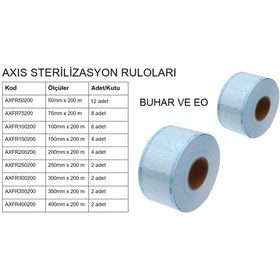 Resim Axis Sterilizasyon Rulosu Otoklav Poşeti EO ve Buhar 15 CM x 200 M 