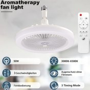 Resim Modern Tavan Fanı ve Lamba - Uzaktan Kumandalı, 360° Ayarlanabilir, Dimlenebilir LED, Zamanlayıcı, 3 Hızlı Fan, E26/E27 Tabanı, Kolay Kurulum, Oturma Odası, Yatak Odası, Mutfak, Banyo için Akıllı Ev Aydınlatma Aparatı, Dayanıklı Plastik Gövde 