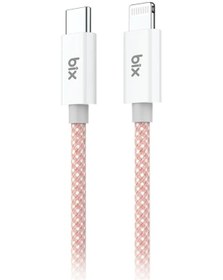Resim Bix T3cl Type-c To Lightning İphone 27w Örgülü Hızlı Şarj Ve Data Kablosu 1 Metre Pembe 